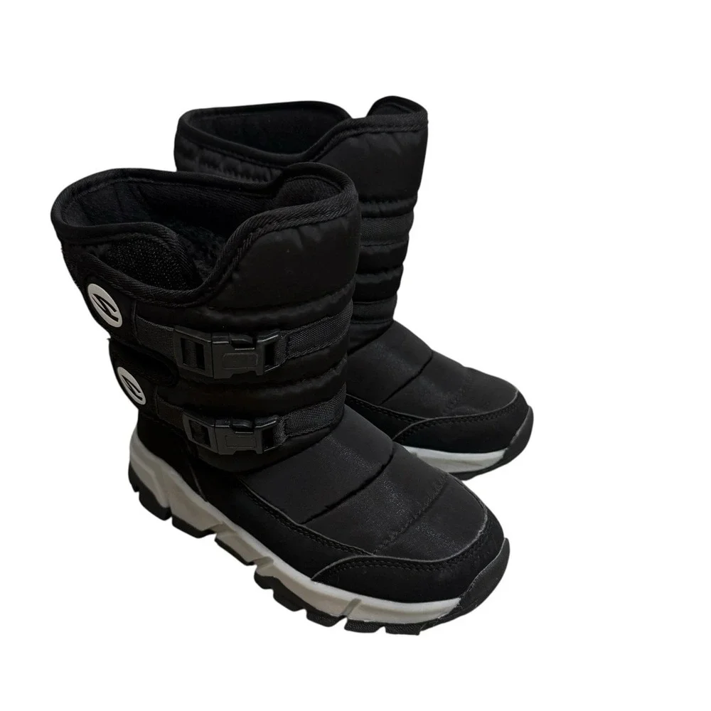 Hobibear Boys Snow Boots Black Winter Waterproof Slip Resistant Sz 2